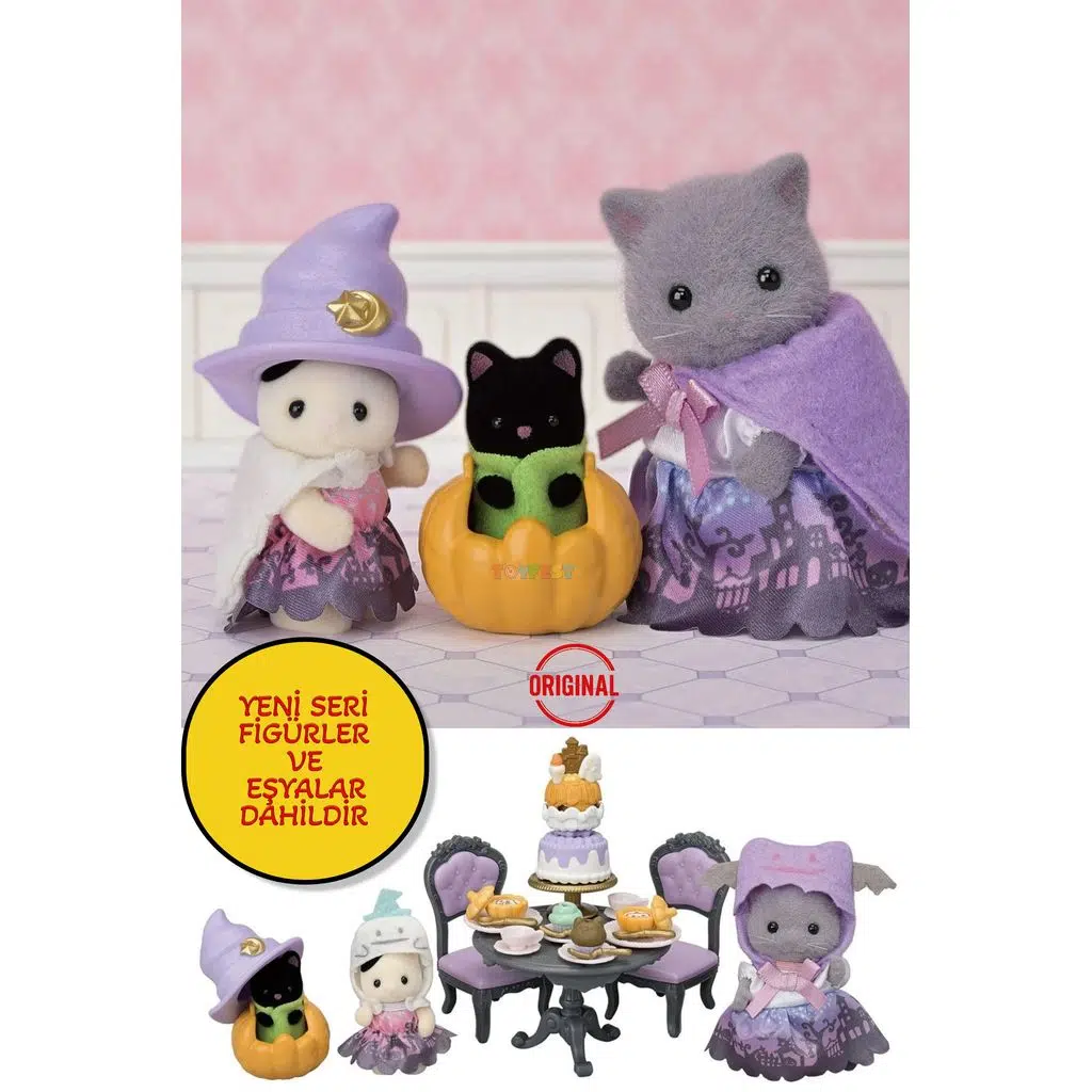 Sylvanian Families Cadılar Bayramı Sürpriz Parti Seti İran Kedisi Kız Smokinli Kedi Bebek Gece Kedi