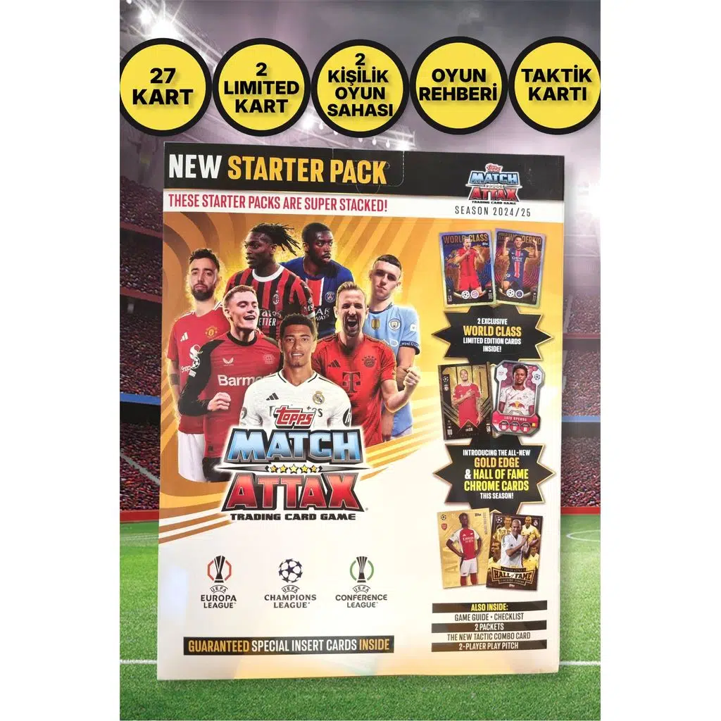 Topps Match Attax 24-25 Uefa Şampiyonlar Avrupa ve Konferans Ligi Futbolcu Kartları New Starter Pack