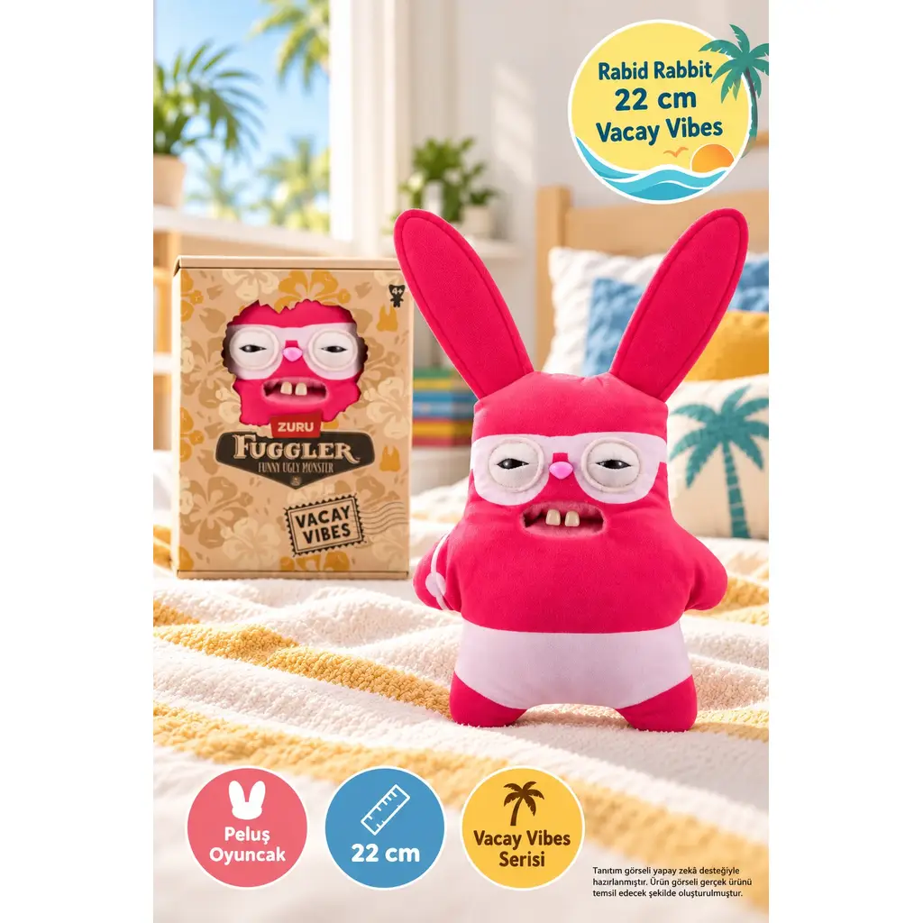 Vacay Vibes Tatil Havası ZURU Fuggler Komik Peluş Oyuncak - Rabid Rabbit 22 cm