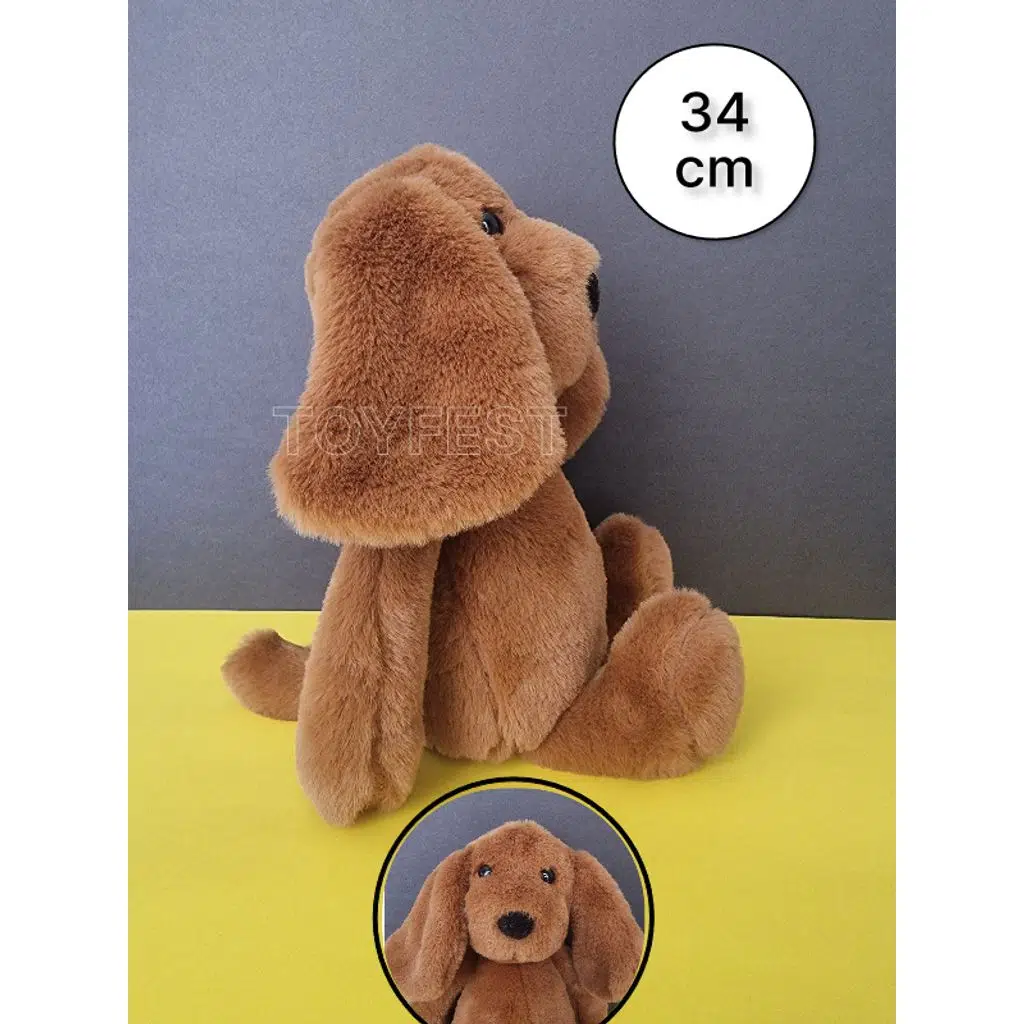 Yumuşak Tüylü Uyku Arkadaşı Peluş Oyuncak Köpek - Camel - 34 cm