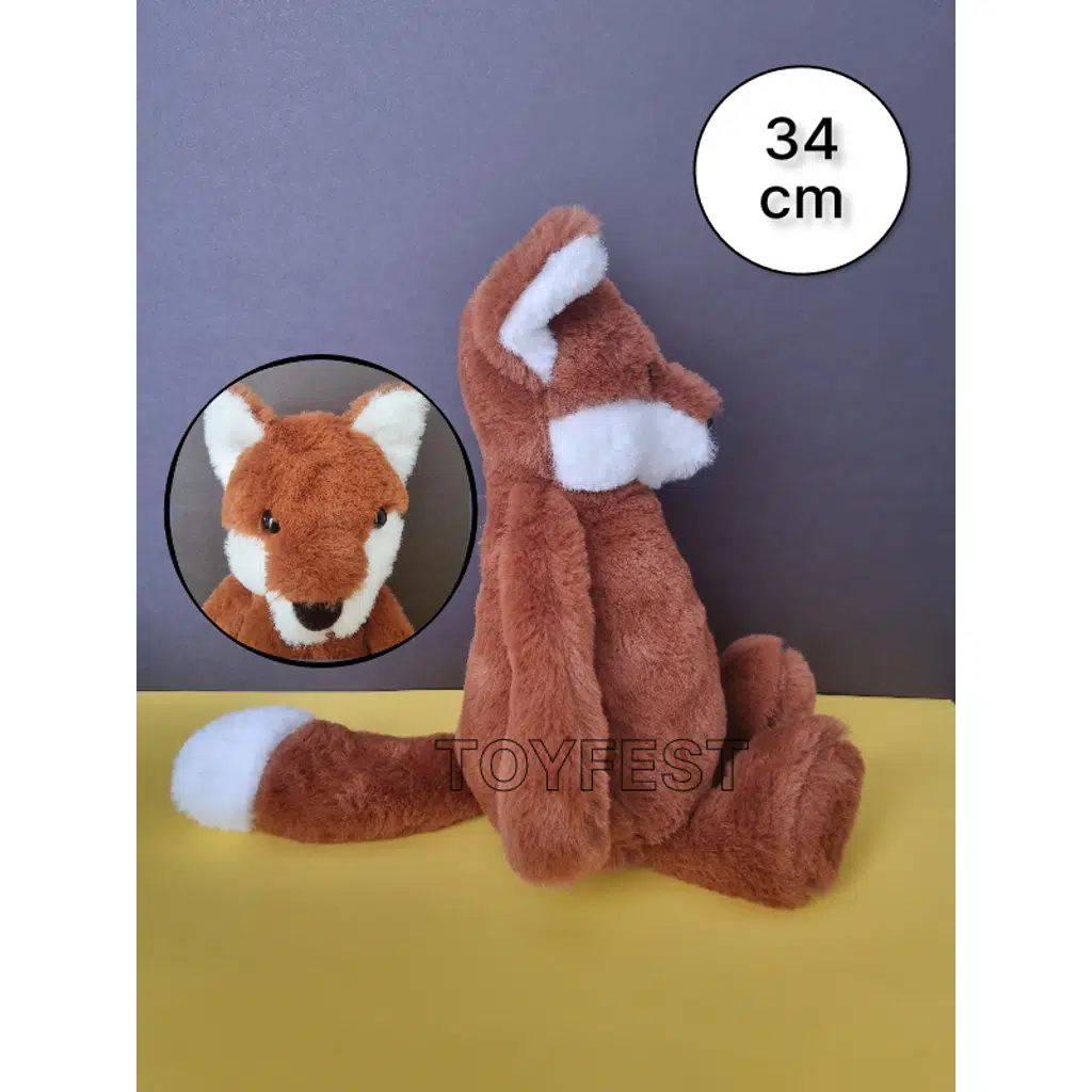 Yumuşak Tüylü Uyku Arkadaşı Peluş Oyuncak Tilki - Camel - 34 cm