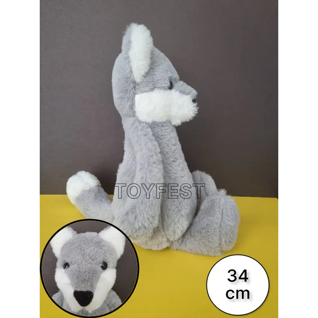 Yumuşak Tüylü Uyku Arkadaşı Peluş Oyuncak Tilki - Gri - 34 cm